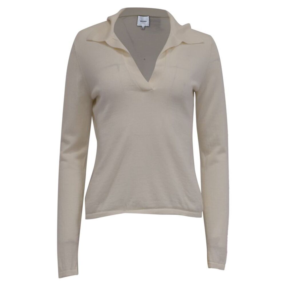 Reformation Polo Sweater in Cream Merino Wool